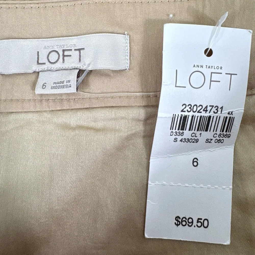 Ann Taylor LOFT‎ Tan Faux Wrap Midi Skirt Ruffle Tie Waist Size 6